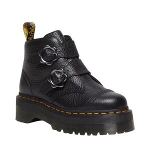 Devon Flower Buckle Leather Platform Boots